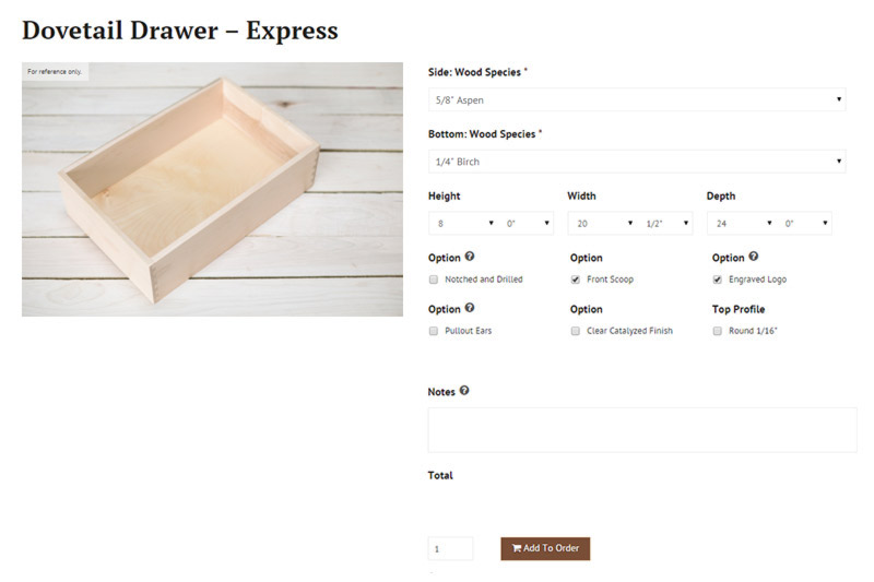 Easy Online Ordering - Dovetail Drawer Boxes